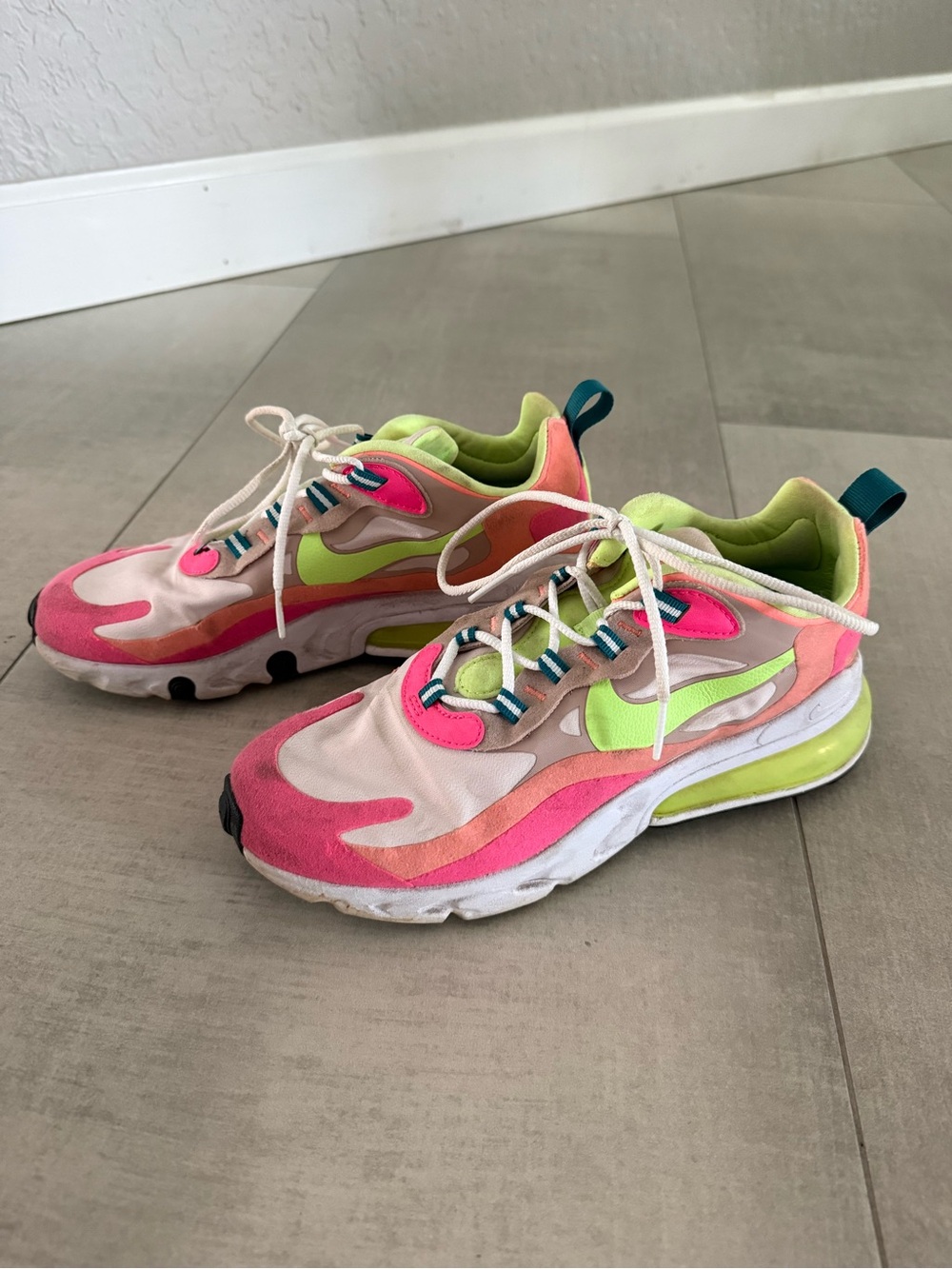 Nike Pink and Lime Women's Athletic Sneakers